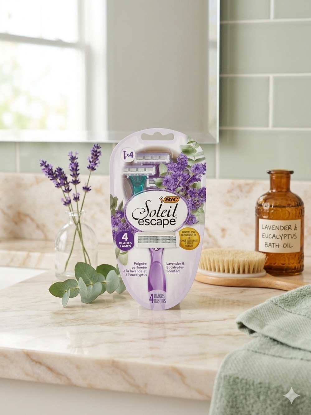 Bic Soleil Escape Lavender & Eucalyptus Women's Razor 4 Pack